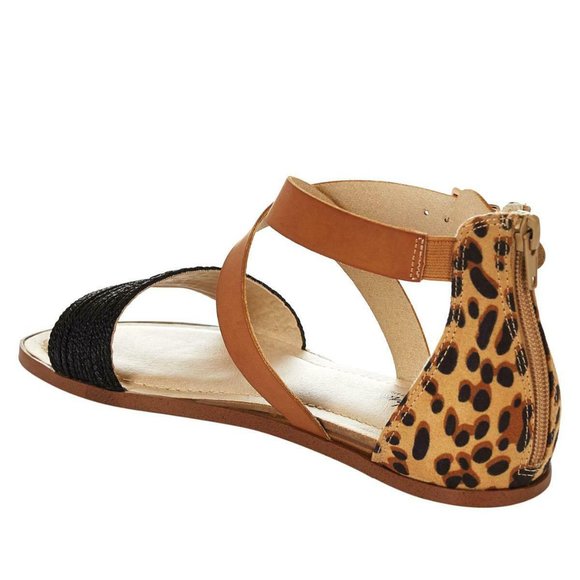 LifeStride Riley Women's 9 W Strappy Sandals Casual Flats Leopard Black - Picture 3 of 10